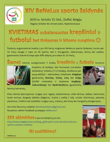 Kvietimas į BeNeLux sporto žaidynes Belgijoj